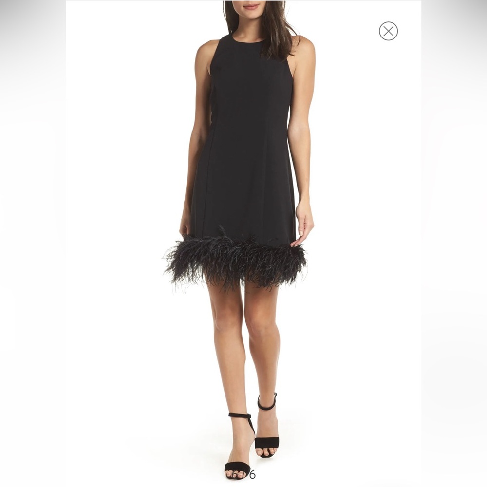 🆕 Chelsea 28 Black Sheath Feather Dress
